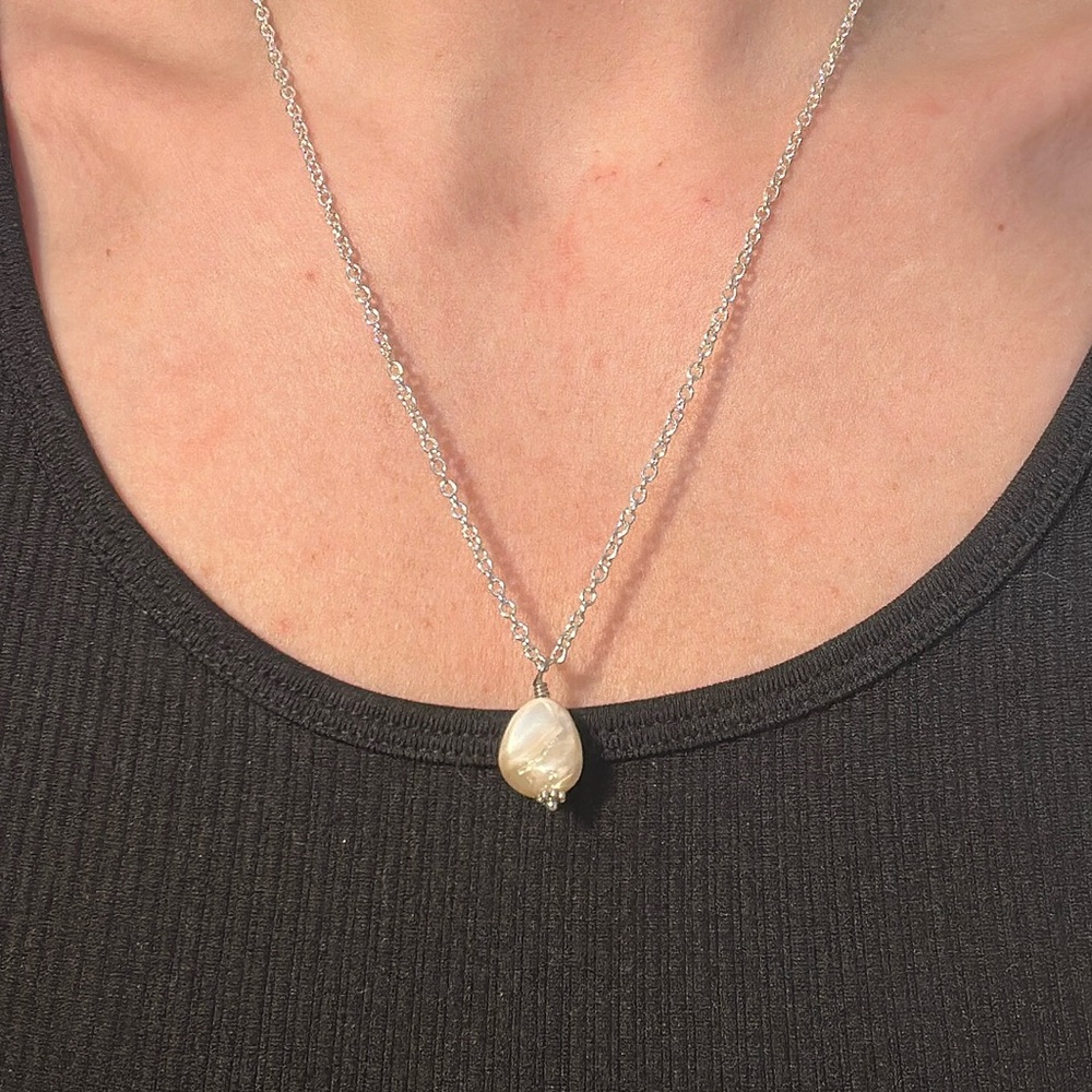Solitaire pearl necklace #5 - Picture 3 of 8
